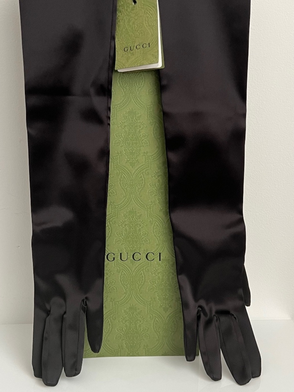 Gucci Black Gloves Long Opera Double GG Size Small Polyamide Acetate Elastane